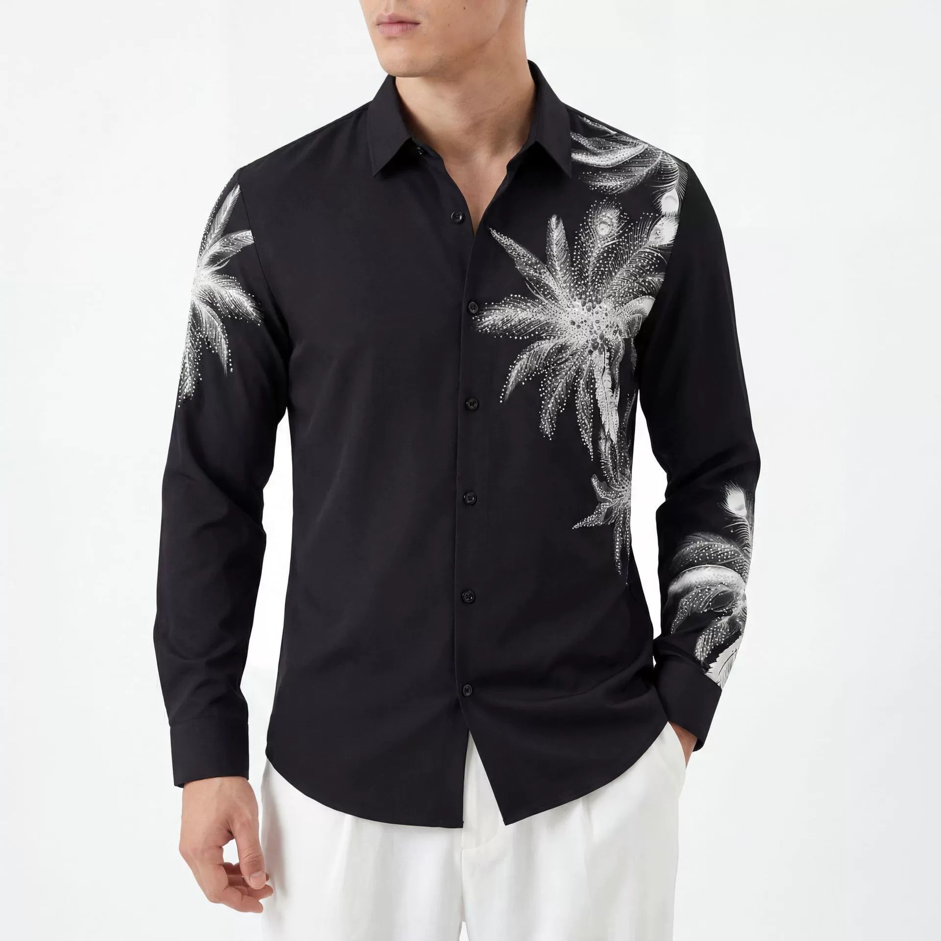 Digital Print Wrinkle Resistant Long Sleeve Shirt view 2