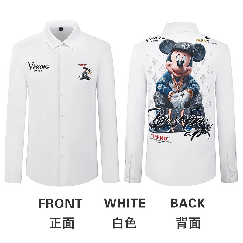 Camisa de Manga Larga de Negocios con Estampado de Dibujos Animados view 6