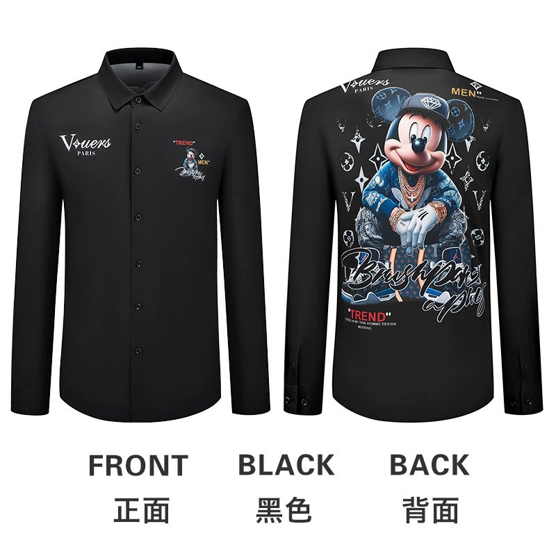 Camisa de Manga Larga de Negocios con Estampado de Dibujos Animados view 7