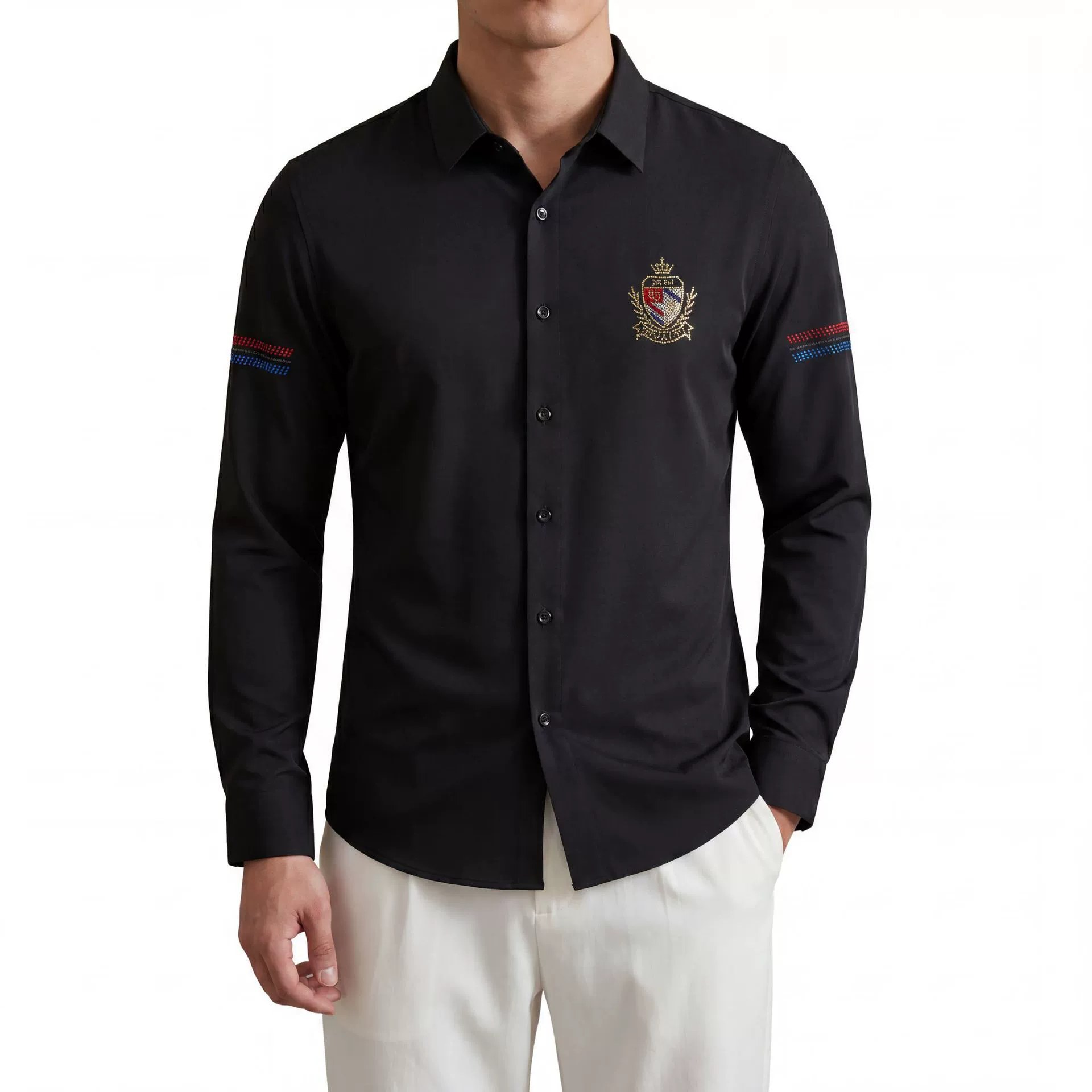 Camisa de Manga Larga Ajustada con Estampado Digital 3D de Insignia view 2