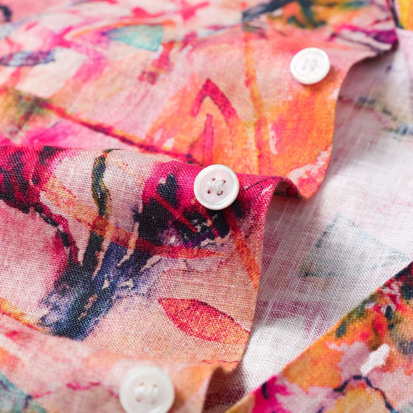 Watercolor Floral Print Short Sleeve Shirt view 3