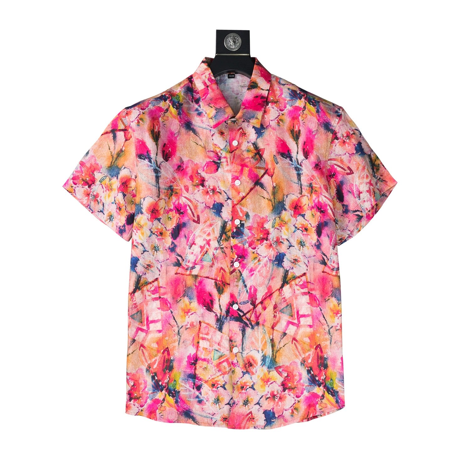 Watercolor Floral Print Short Sleeve Shirt view 6