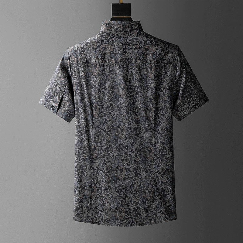 Casual Slim Fit Paisley Short Sleeve Shirt view 4