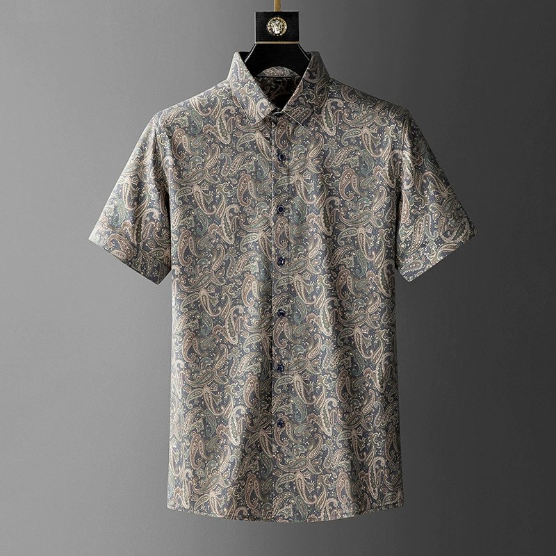 Casual Slim Fit Paisley Short Sleeve Shirt view 6