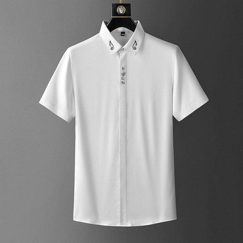 Casual Slim Fit Solid Short Sleeve Shirt view 6