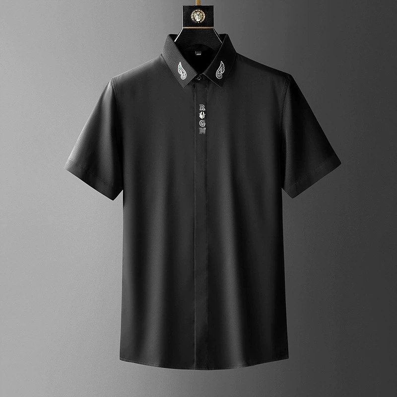 Casual Slim Fit Solid Short Sleeve Shirt view 7