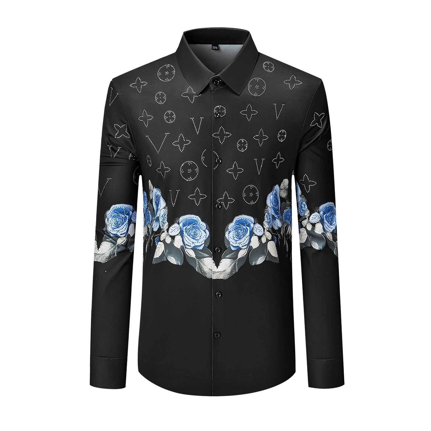 Blue Rose Print Long Sleeve Shirt view 5