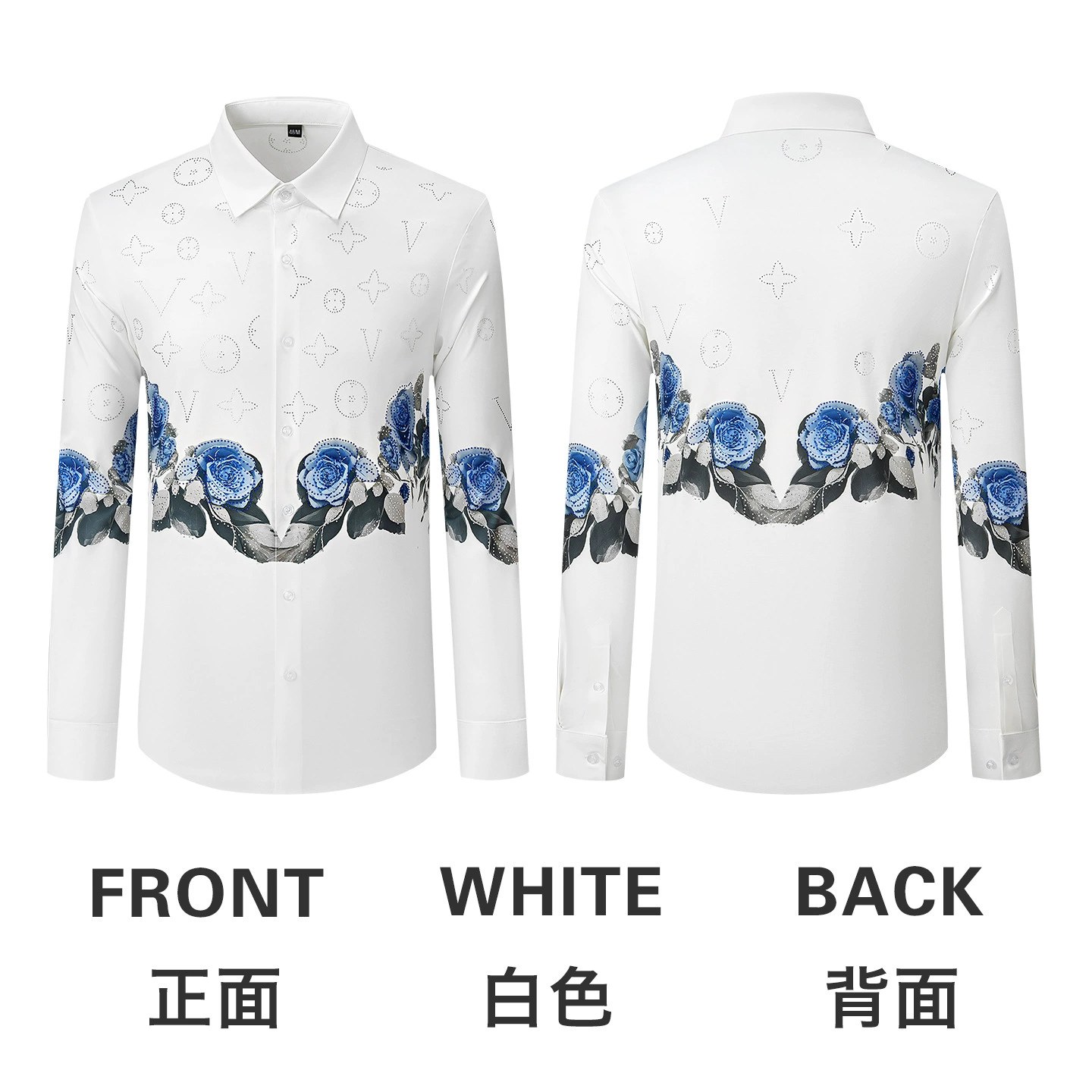 Blue Rose Print Long Sleeve Shirt view 6