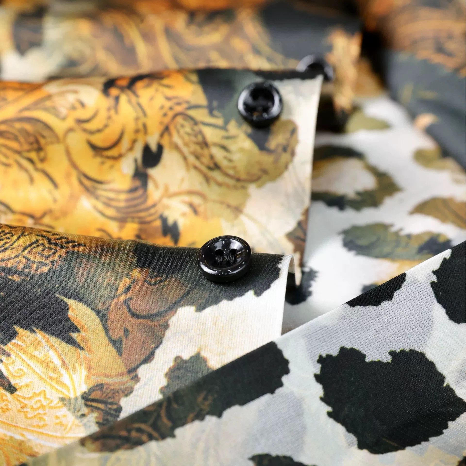 Yellow Brown Leopard Print Short Sleeve Shirt view 4
