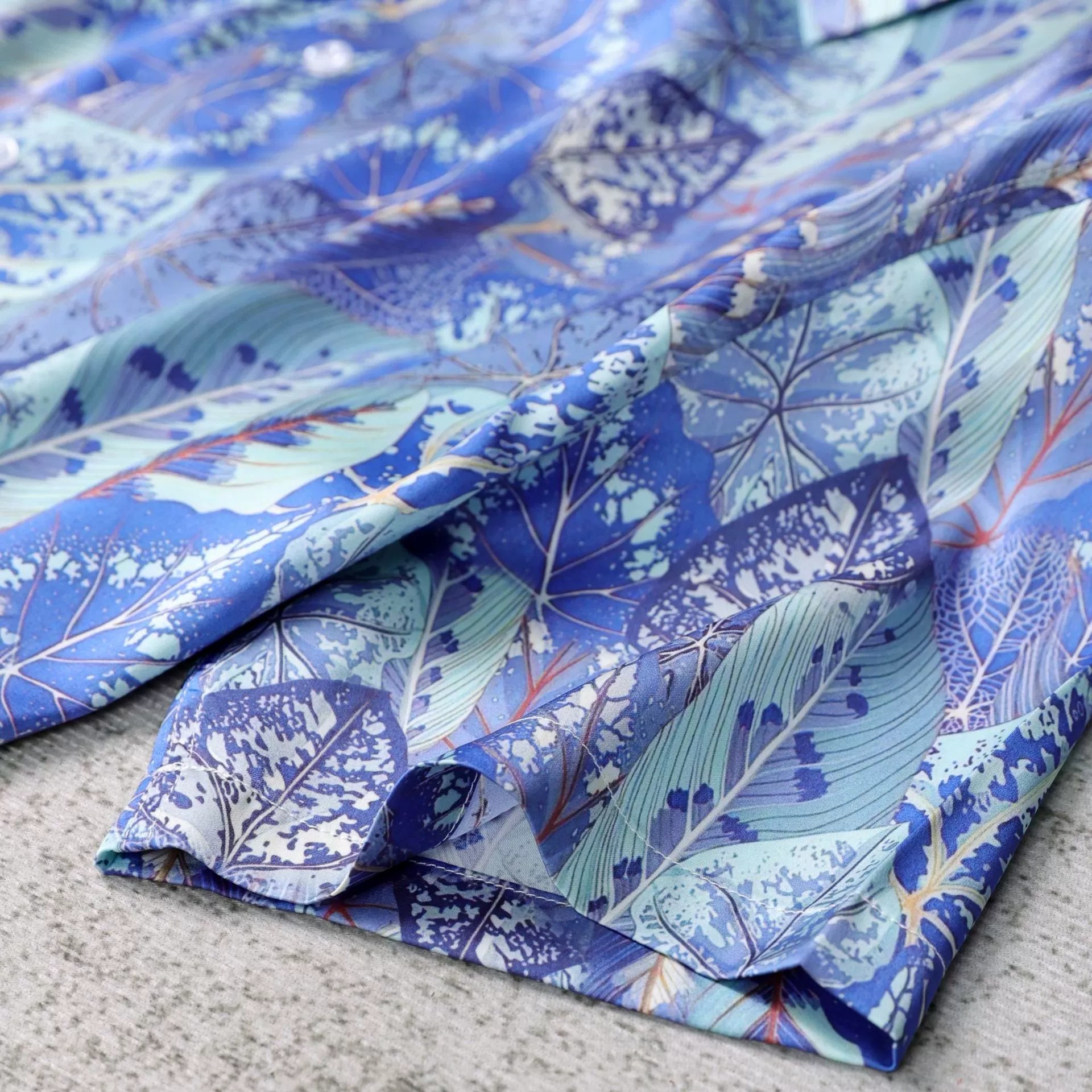 Blue Leaf All-Over Print Short Sleeve Shirt view 4
