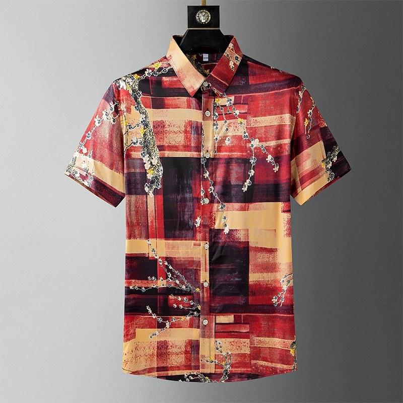 Plum Blossom Print Short Sleeve Shirt view 6