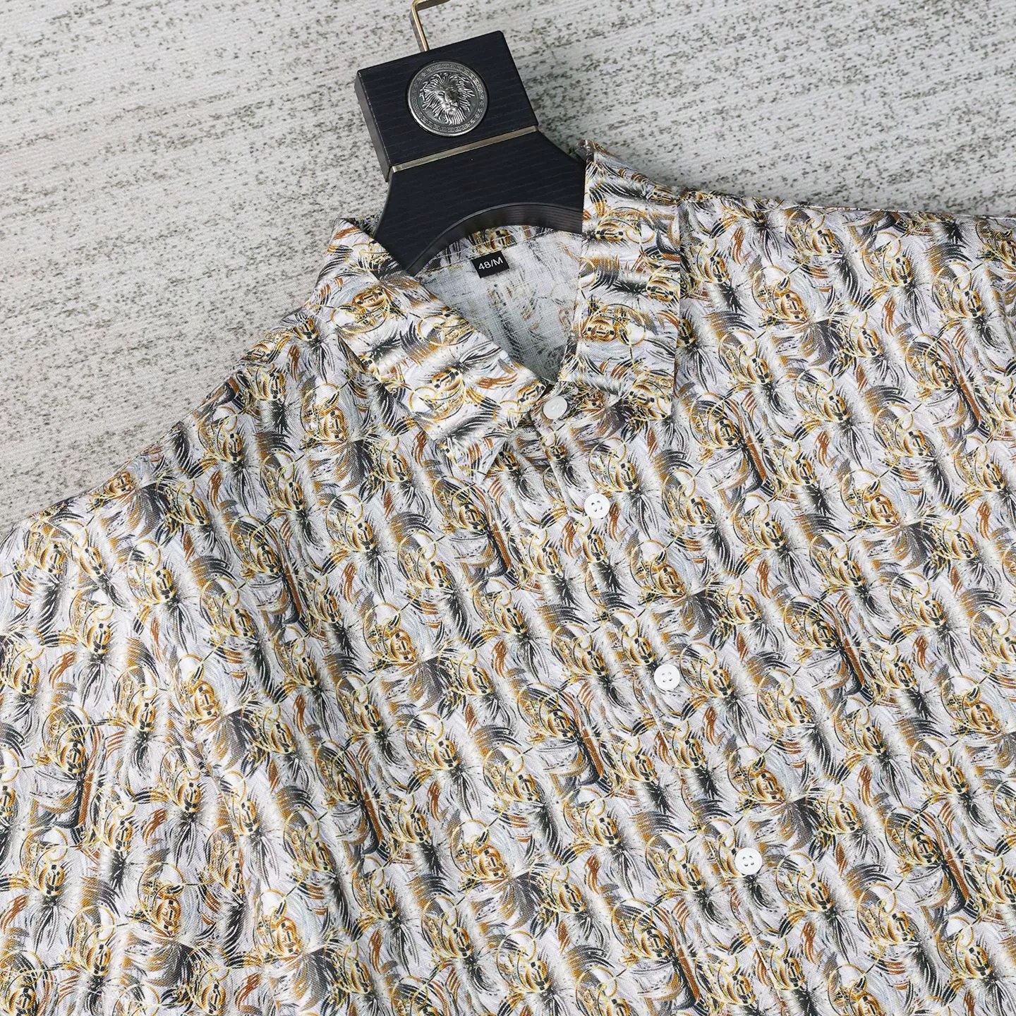 Gold Geometric Print Short Sleeve Shirt view 2
