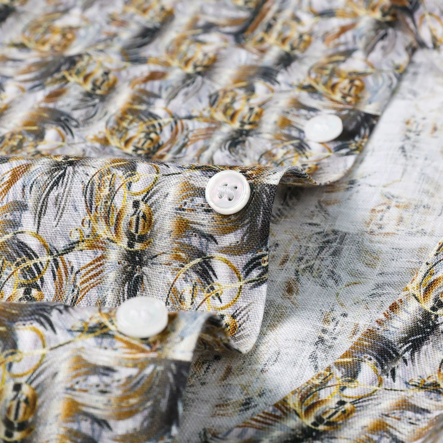 Gold Geometric Print Short Sleeve Shirt view 3
