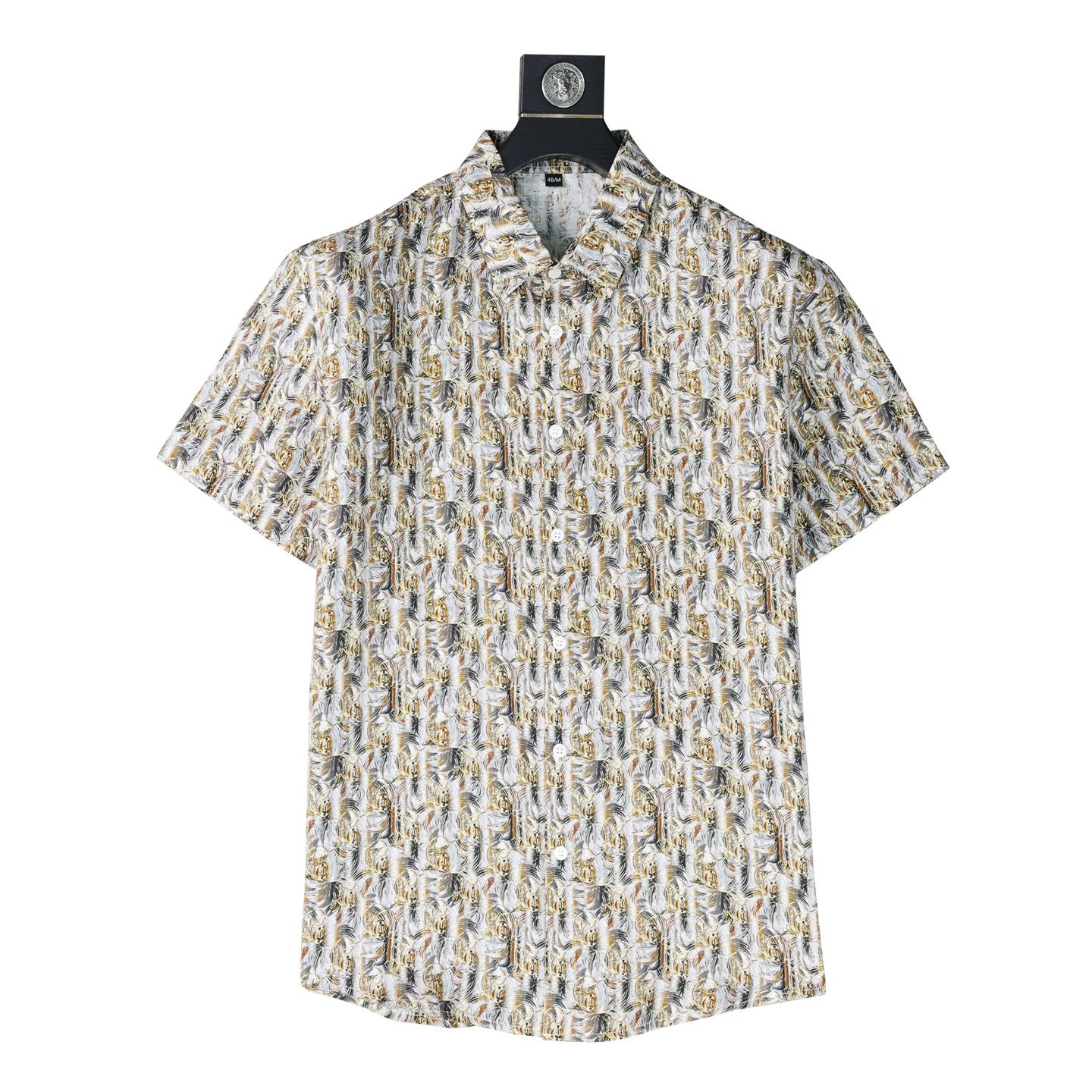 Gold Geometric Print Short Sleeve Shirt view 6
