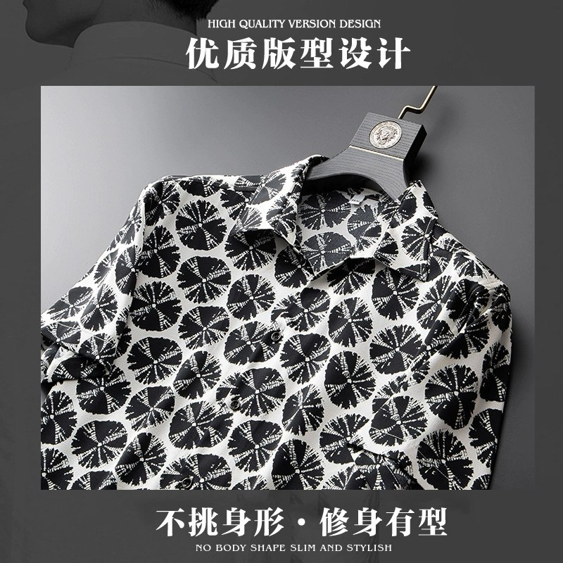 Black White Tie-Dye All-Over Print Short Sleeve Shirt view 4