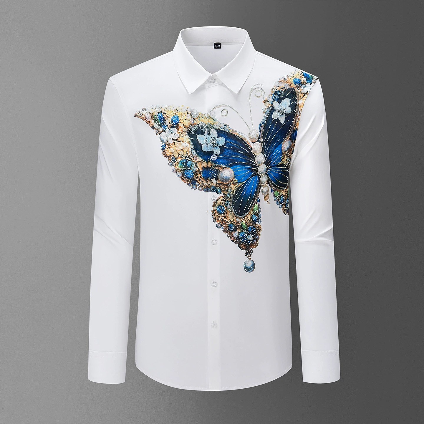 Rhinestone 3D Print Long Sleeve Shirt view 6