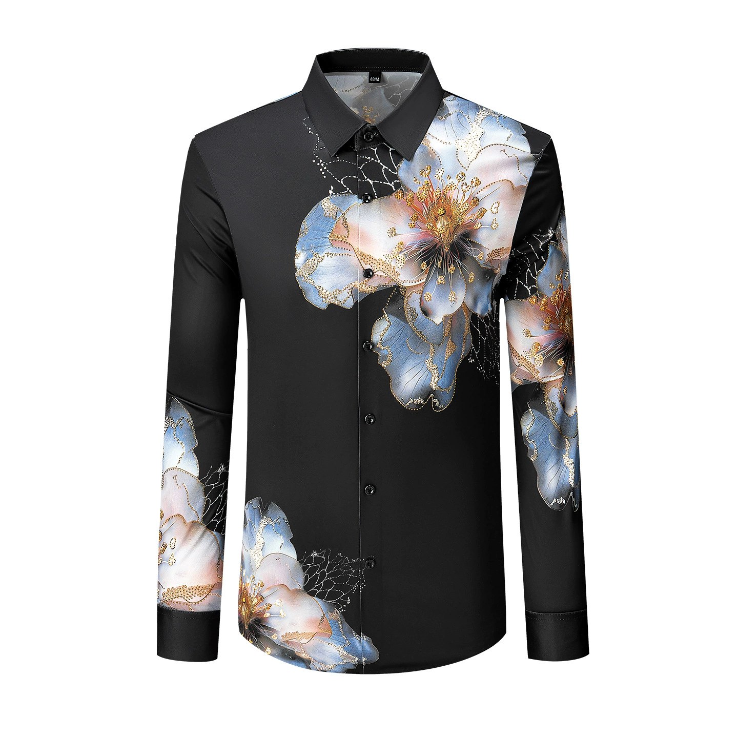 3D Digital Floral Rhinestone Long Sleeve Shirt view 5