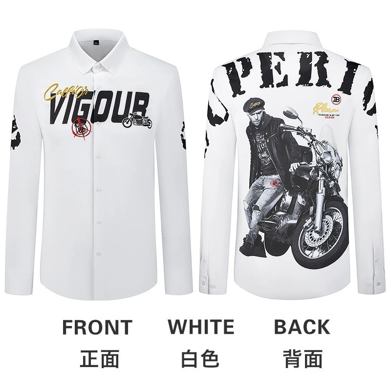 Letter Character Rhinestone Print Slim Long Sleeve Shirt view 6