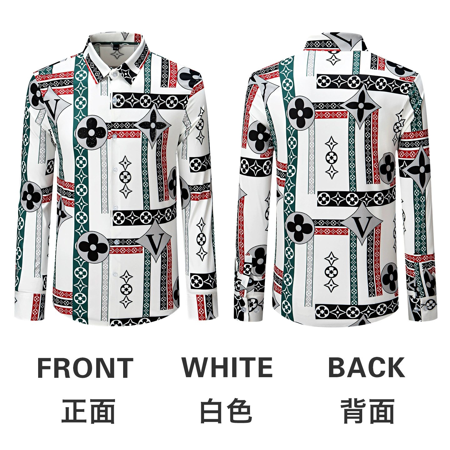 Reflective Rhinestone 3D Digital Print Long Sleeve Shirt view 6