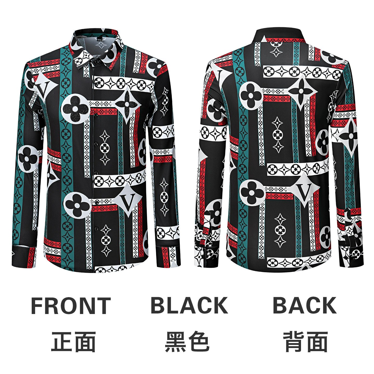 Reflective Rhinestone 3D Digital Print Long Sleeve Shirt view 7