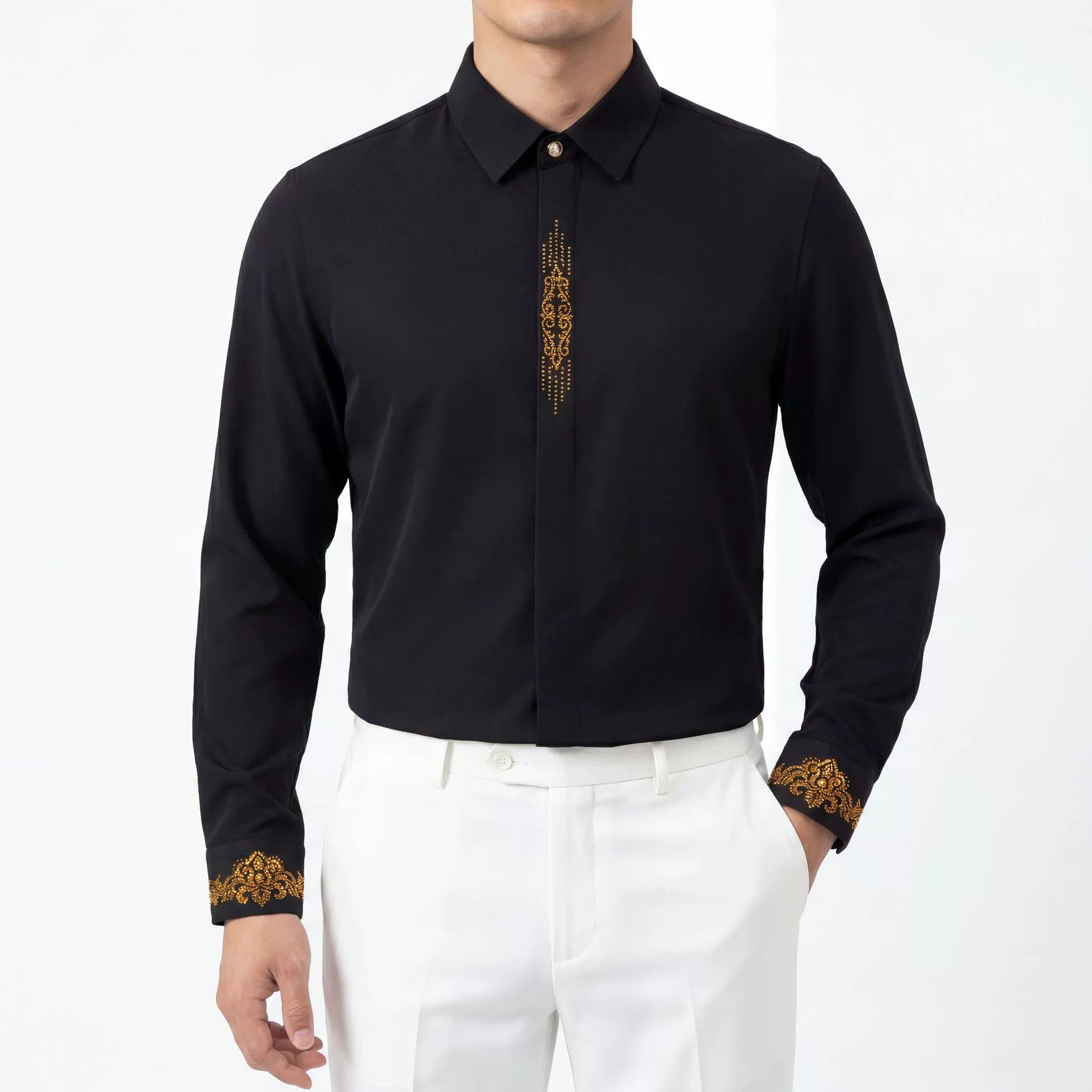 Rhinestone European Vintage Long Sleeve Shirt view 2