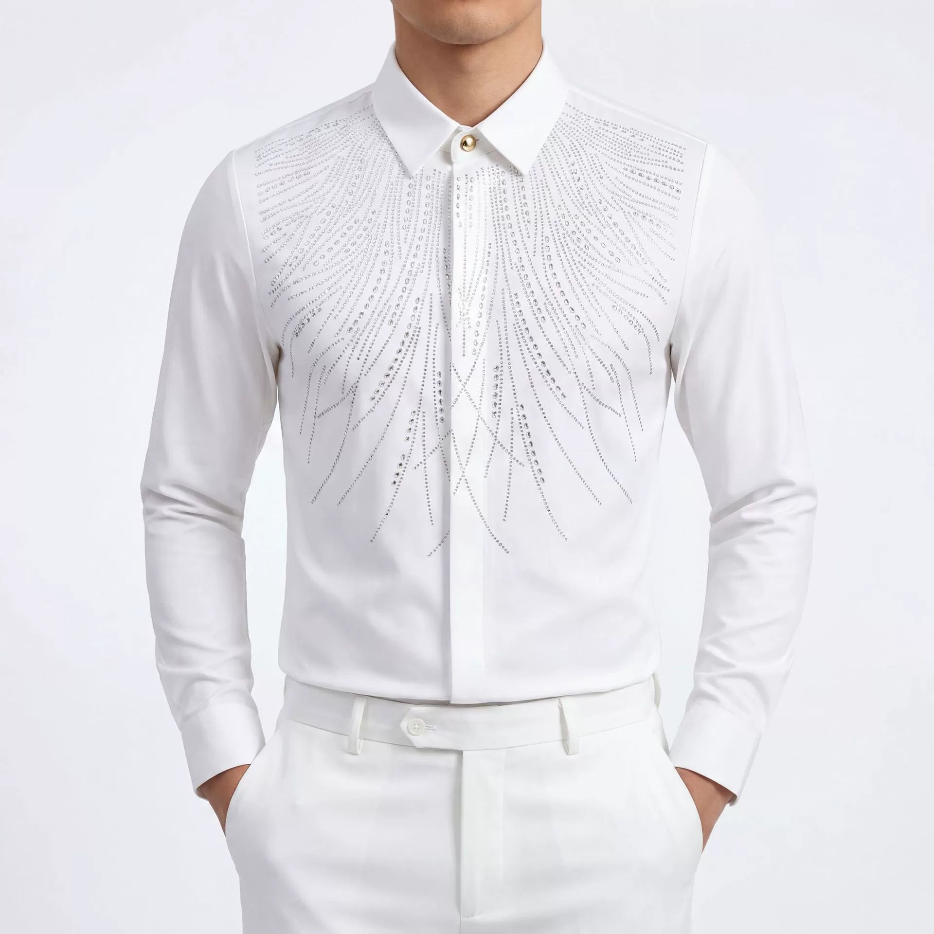 High-Temperature Rhinestone Wing Long Sleeve Shirt view 2