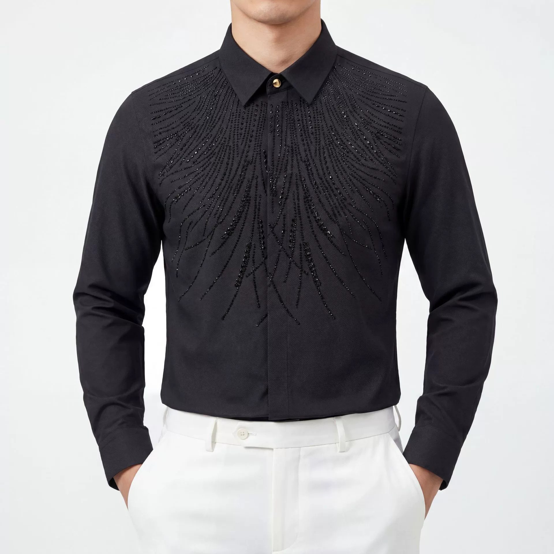 High-Temperature Rhinestone Wing Long Sleeve Shirt view 3