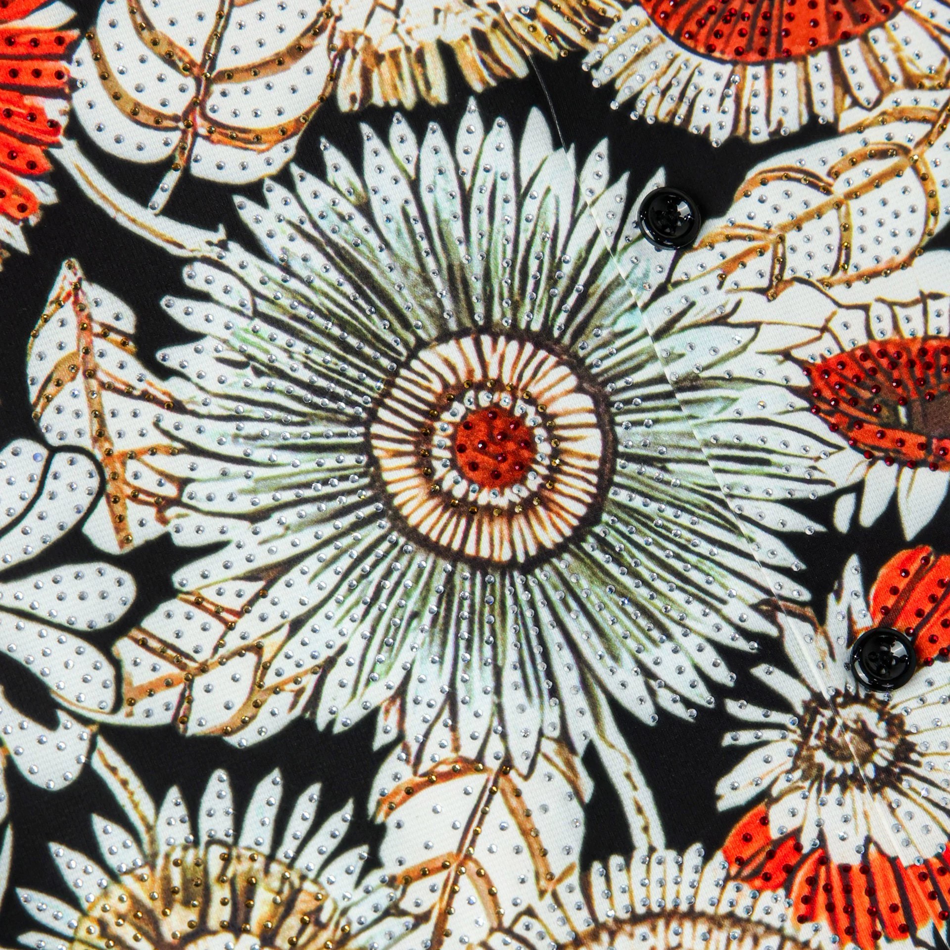Vintage Sunflower Rhinestone Digital Print Long Sleeve Shirt view 4