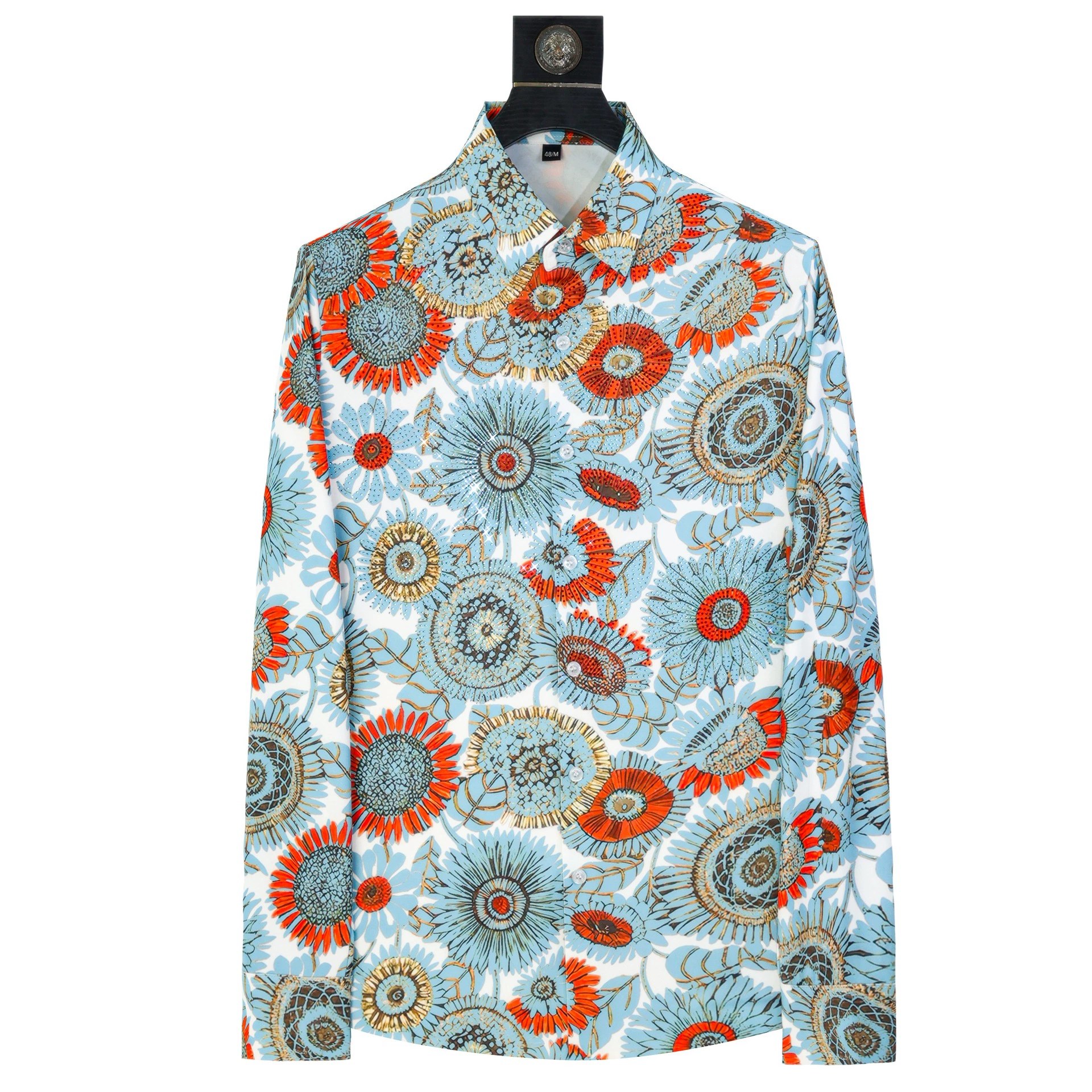 Vintage Sunflower Rhinestone Digital Print Long Sleeve Shirt view 6