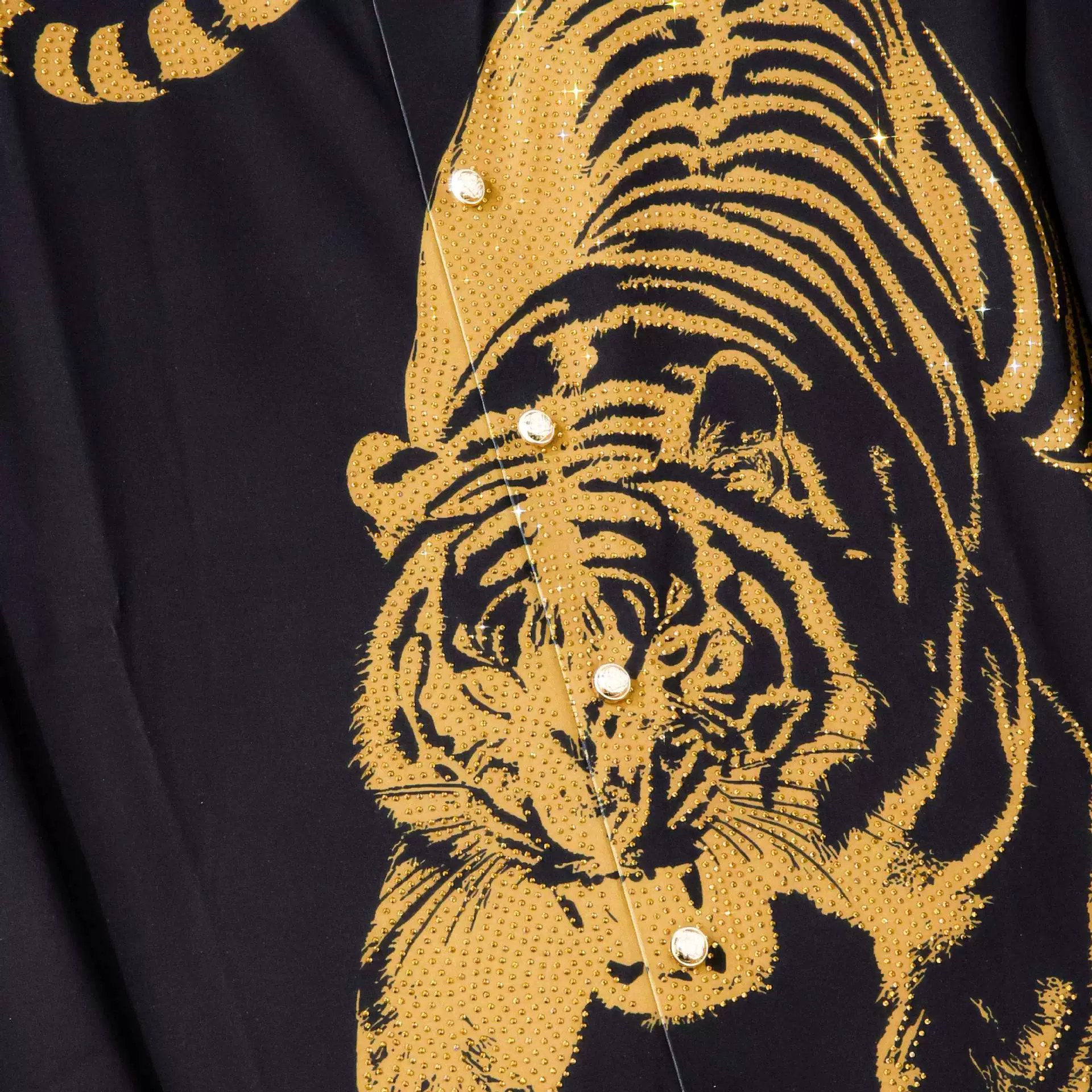 Ink Wash Tiger Digital Rhinestone Long Sleeve Shirt view 3