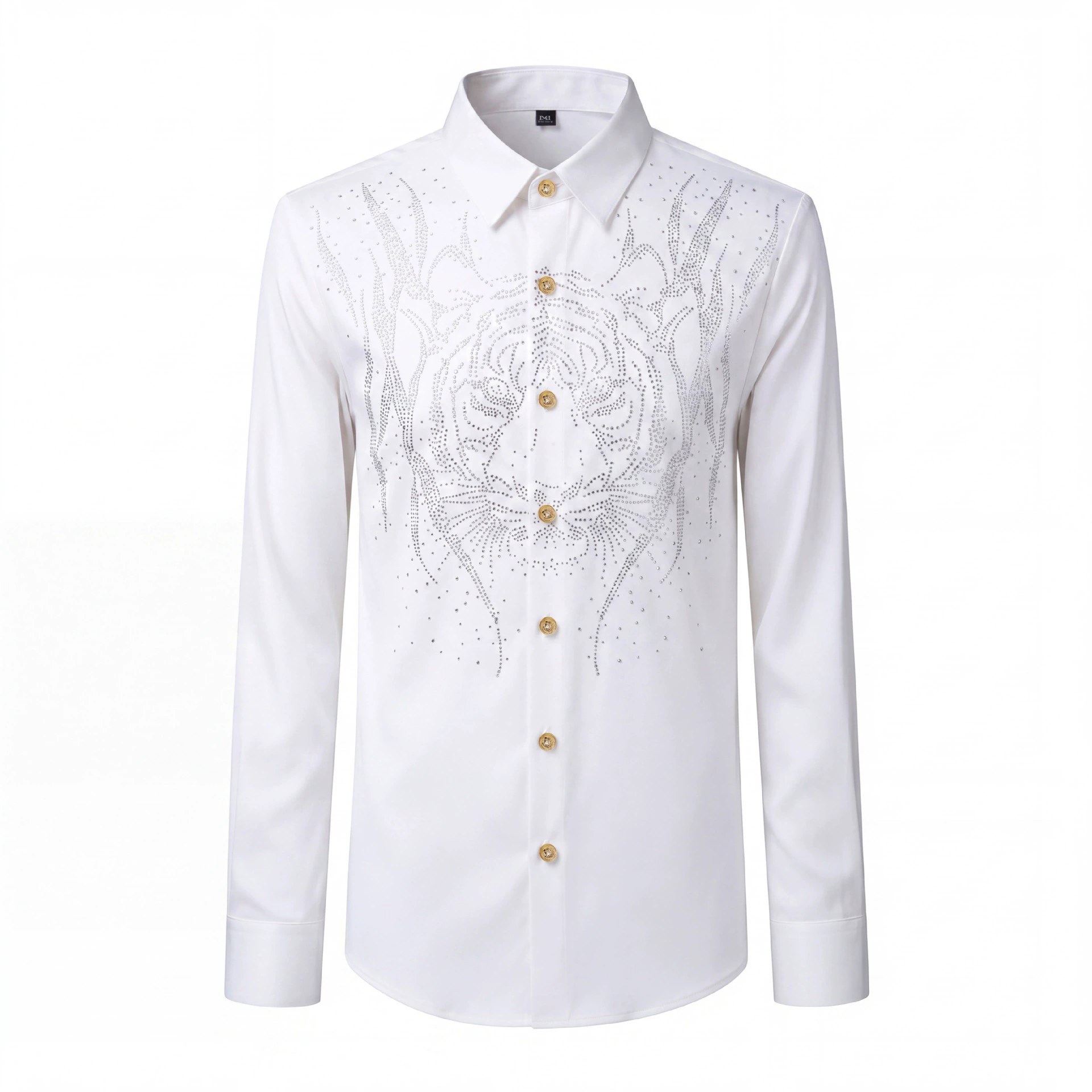 Starry Tiger Head Rhinestone Long Sleeve Shirt view 5
