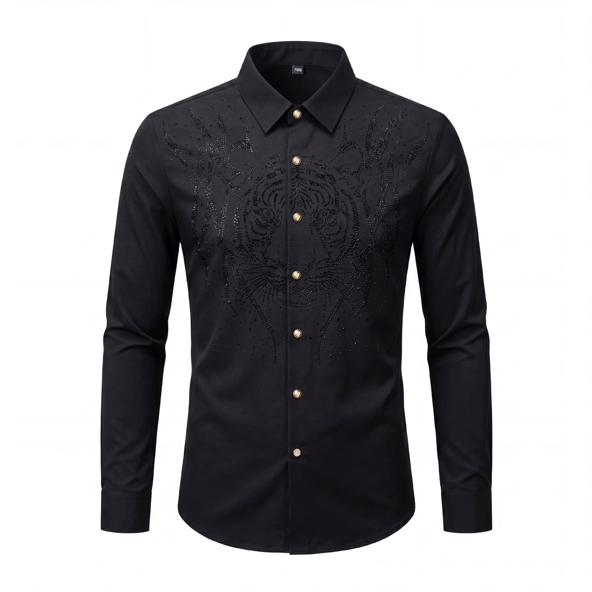 Starry Tiger Head Rhinestone Long Sleeve Shirt view 7