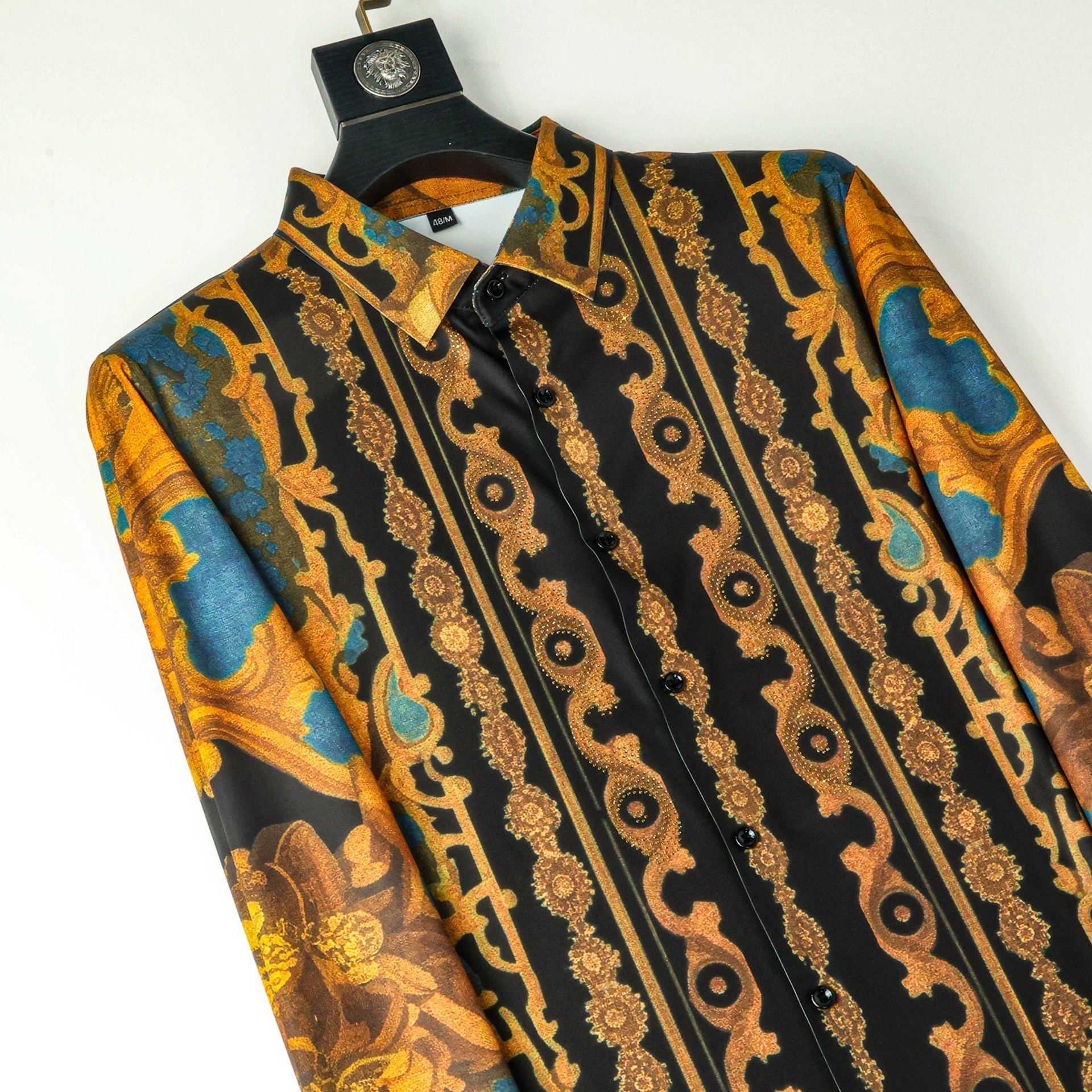 Palace Floral Vertical Stripe Rhinestone Print Long Sleeve Shirt view 2