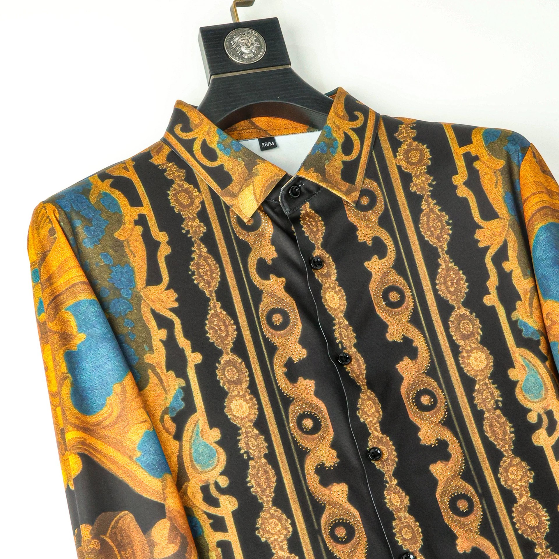 Palace Floral Vertical Stripe Rhinestone Print Long Sleeve Shirt view 3