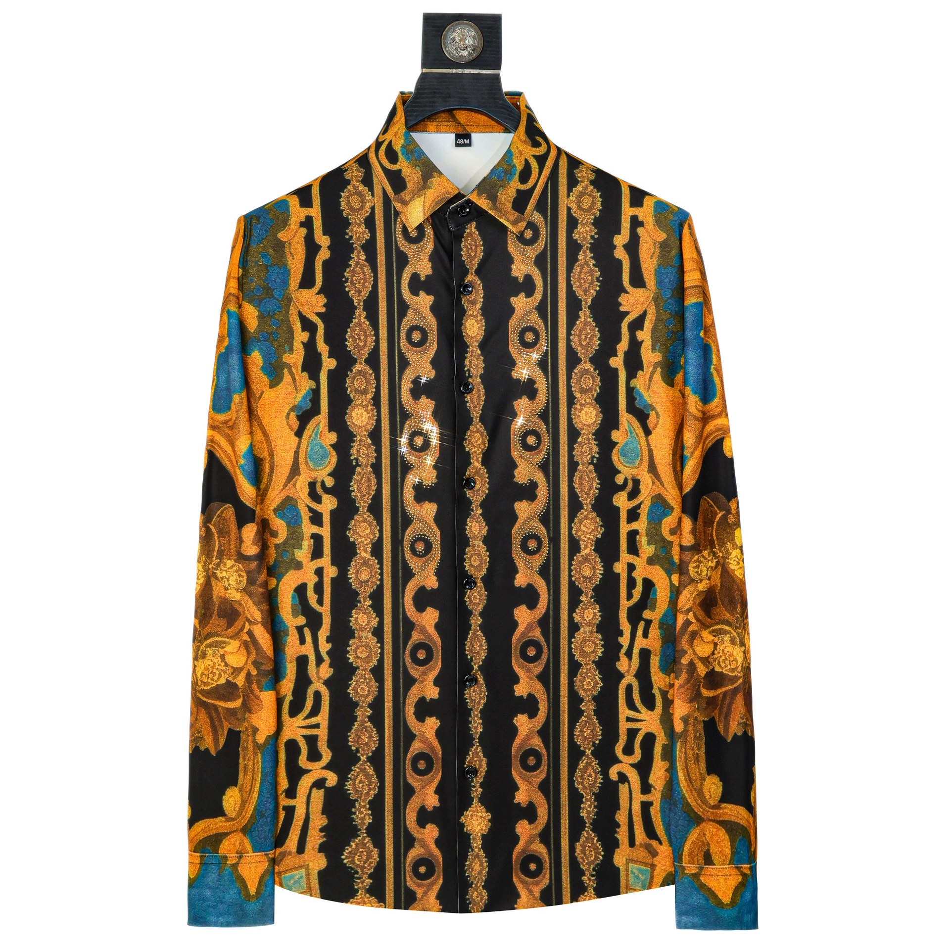 Palace Floral Vertical Stripe Rhinestone Print Long Sleeve Shirt view 6
