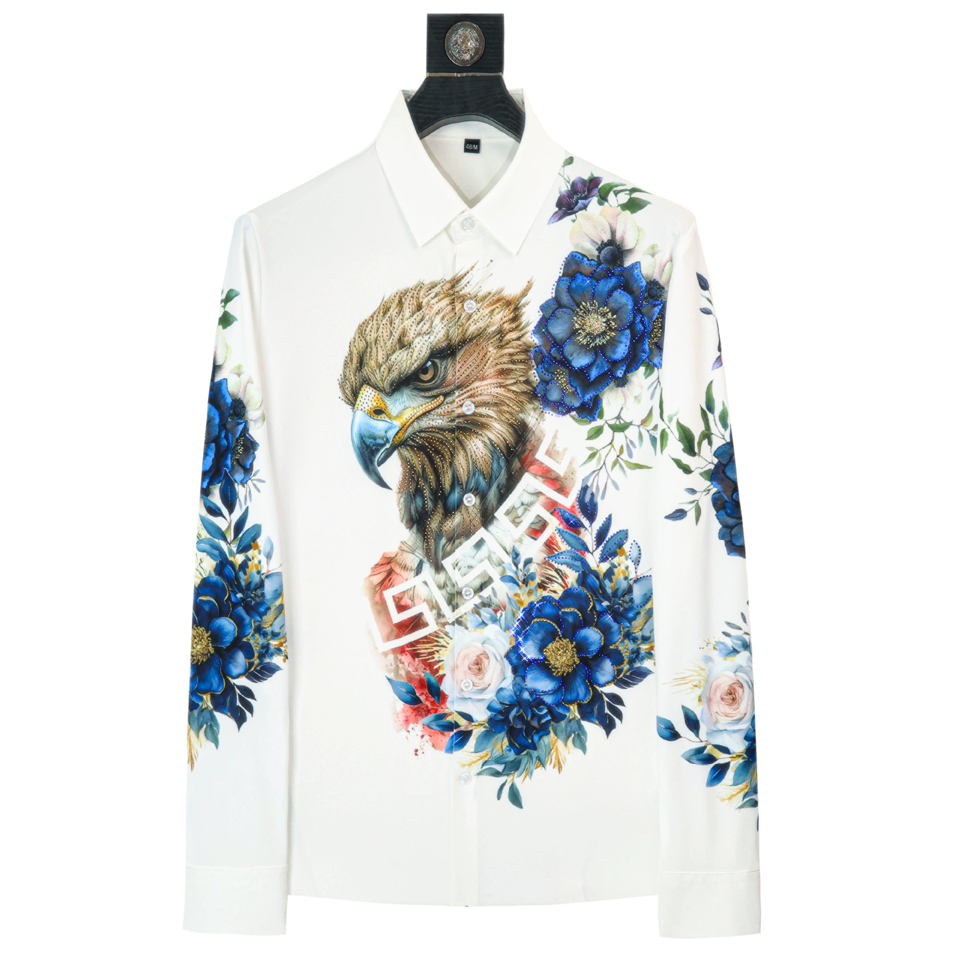 Eagle Floral Rhinestone Print Long Sleeve Shirt view 5