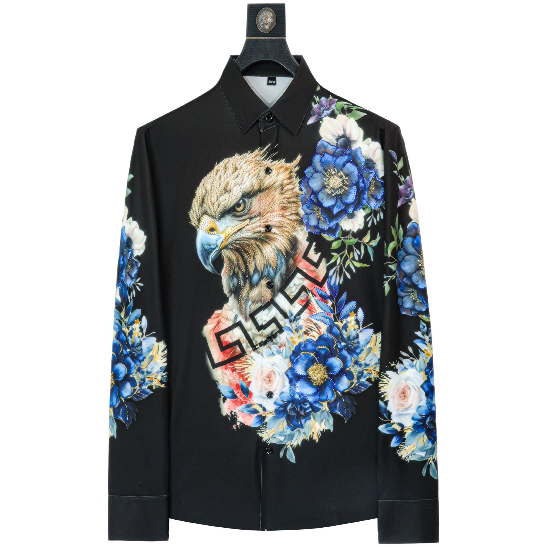 Eagle Floral Rhinestone Print Long Sleeve Shirt view 7