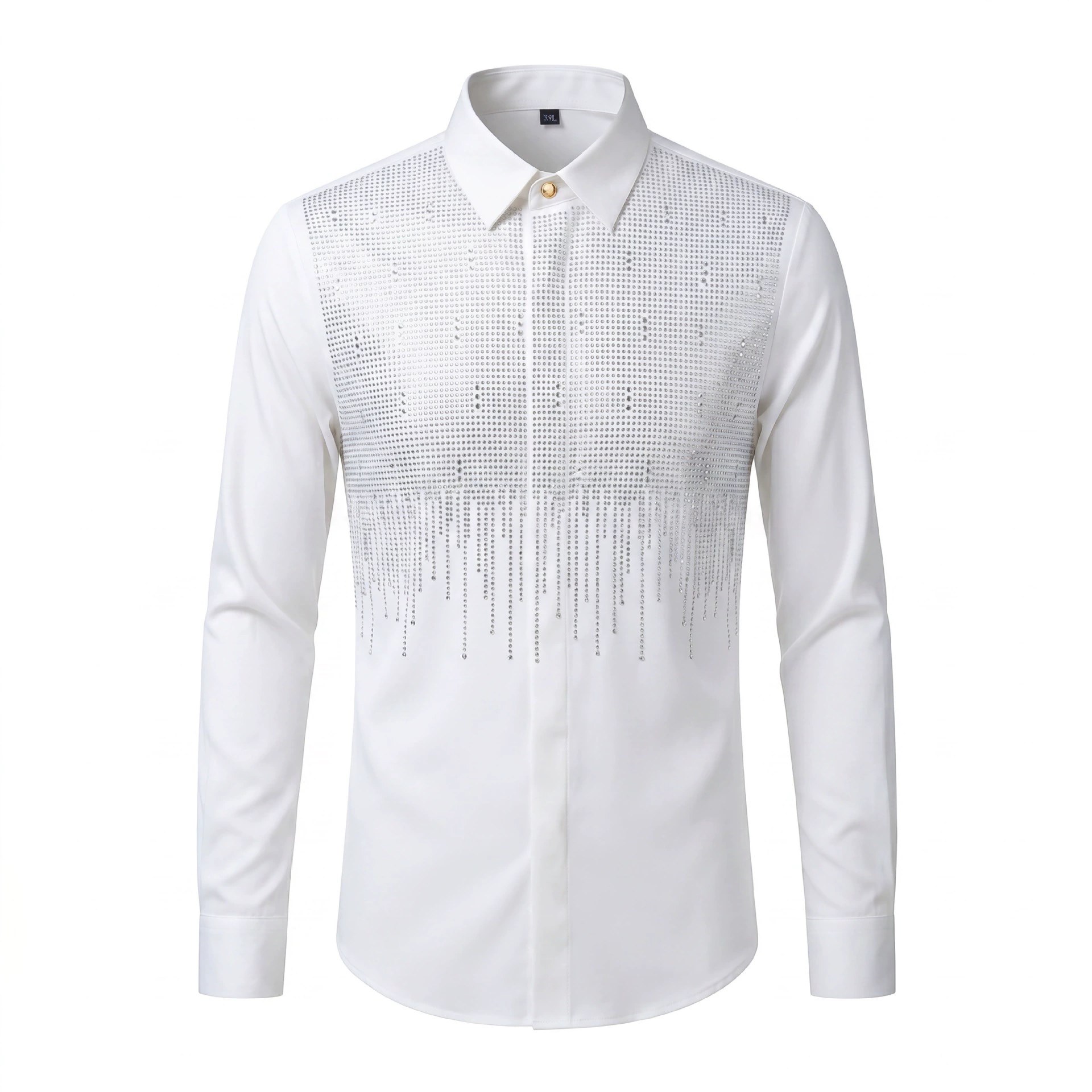 Light Luxury Rhinestone Waterfall Print Long Sleeve Shirt view 6