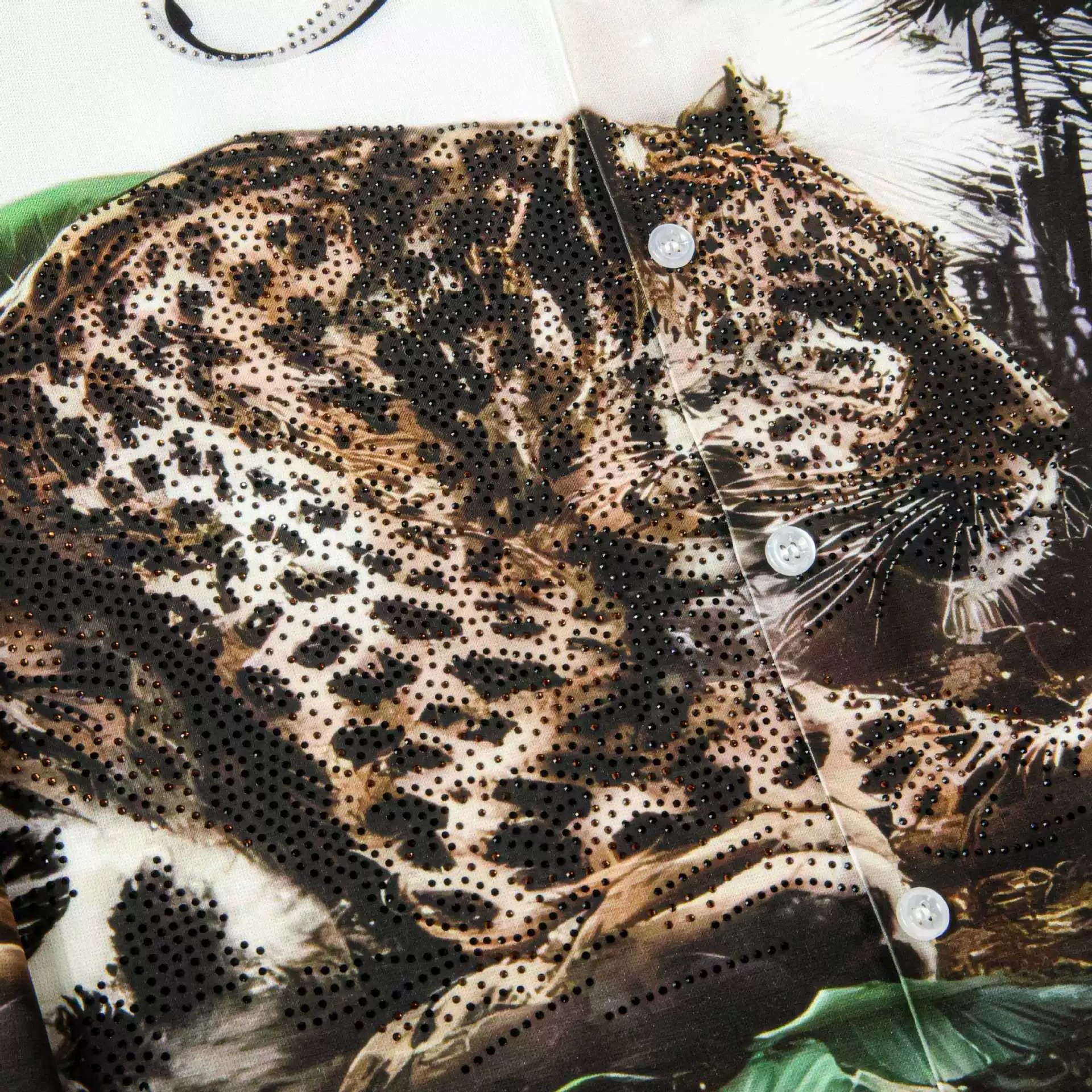 Camisa de manga larga con estampado digital de leopardo y pedrería premium view 4