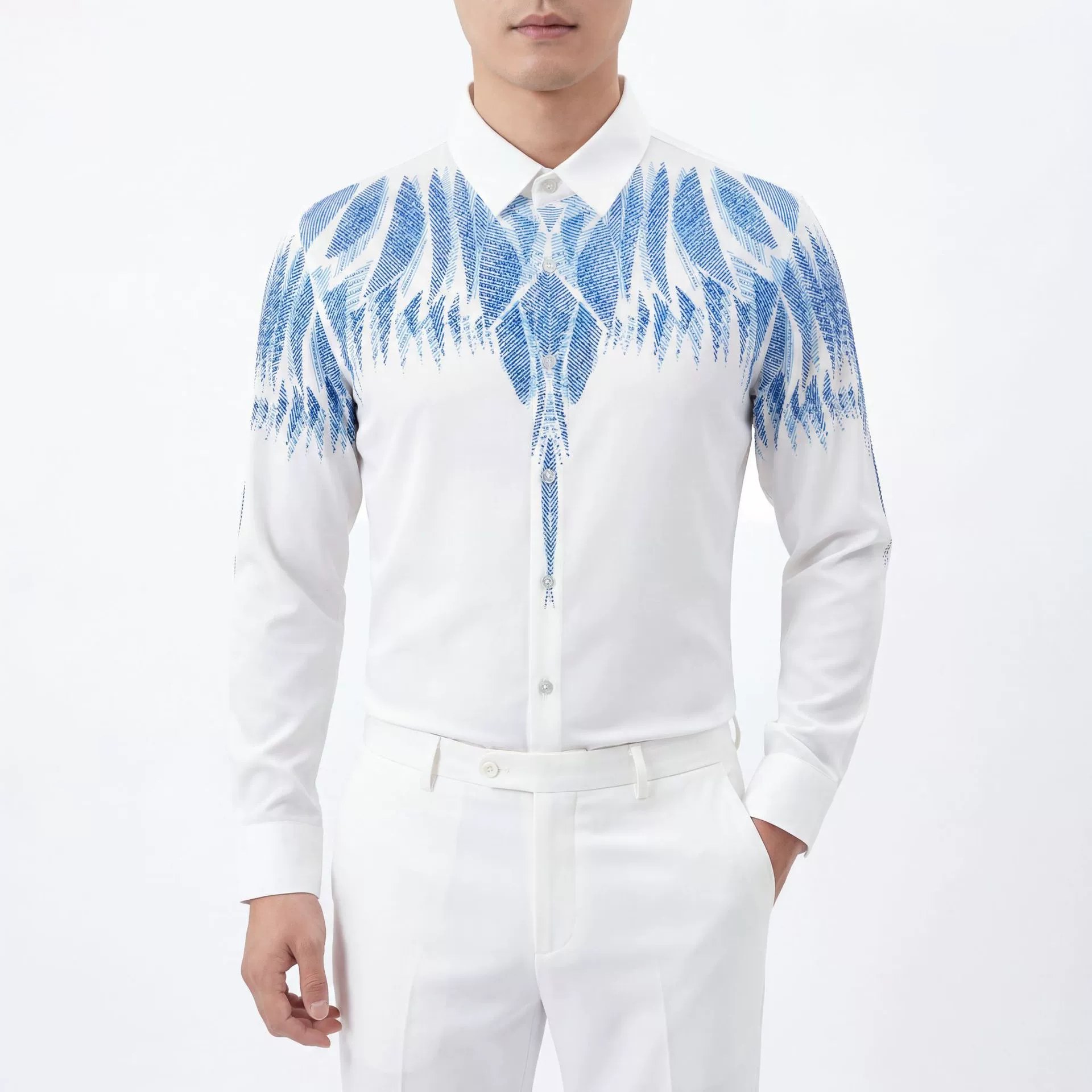 Premium Rhinestone Long Sleeve Business Shirt — wholesale men's shirt from AUTOCNEX