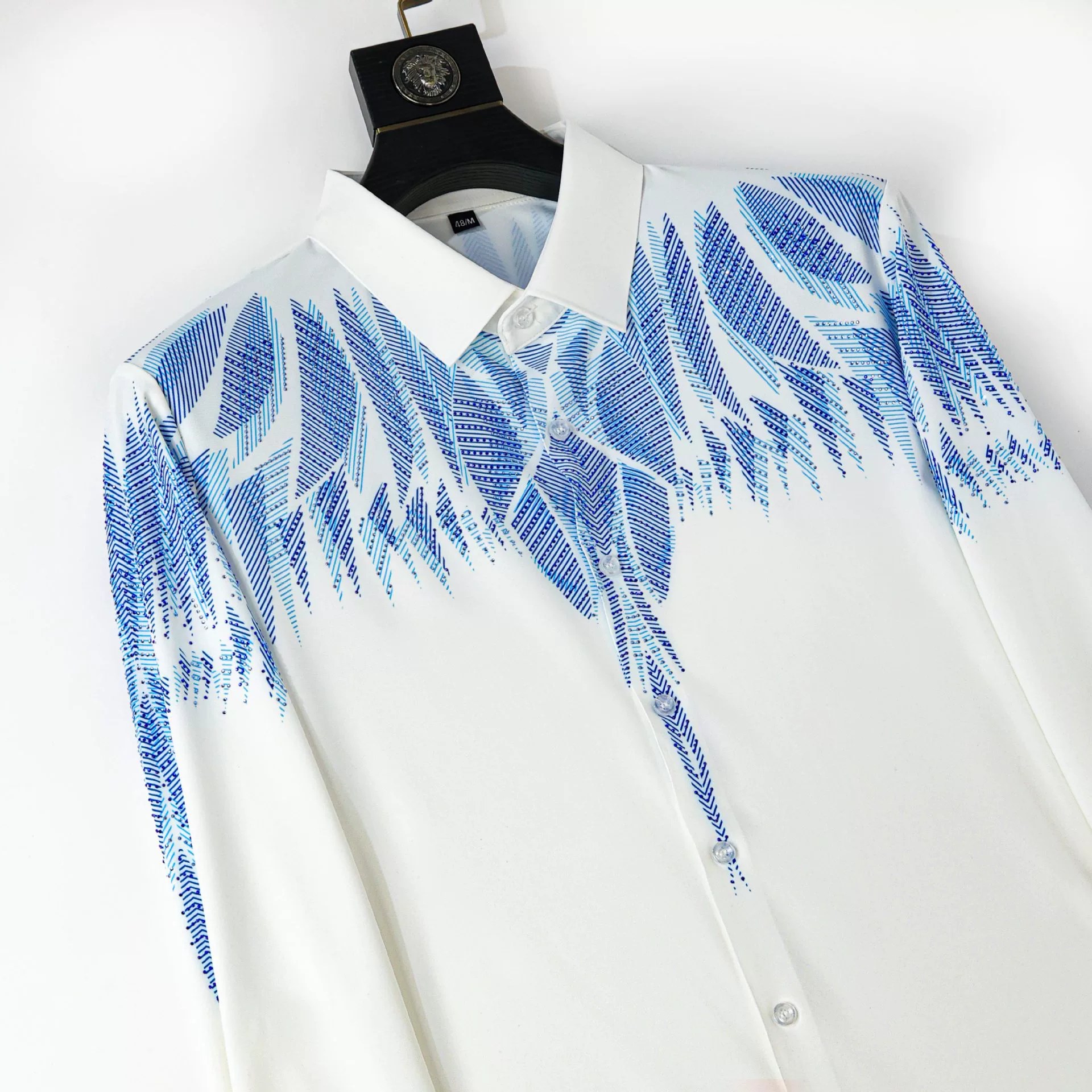 Premium Rhinestone Long Sleeve Business Shirt view 3
