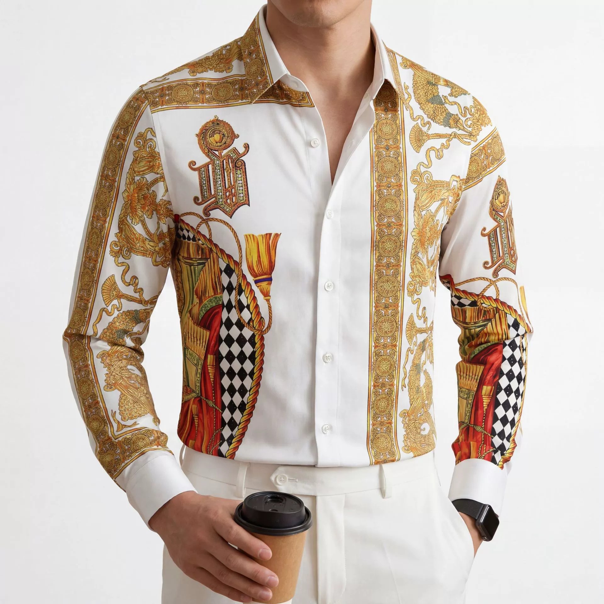 Premium European Royal Rhinestone Digital Print Shirt — wholesale men's shirt from AUTOCNEX