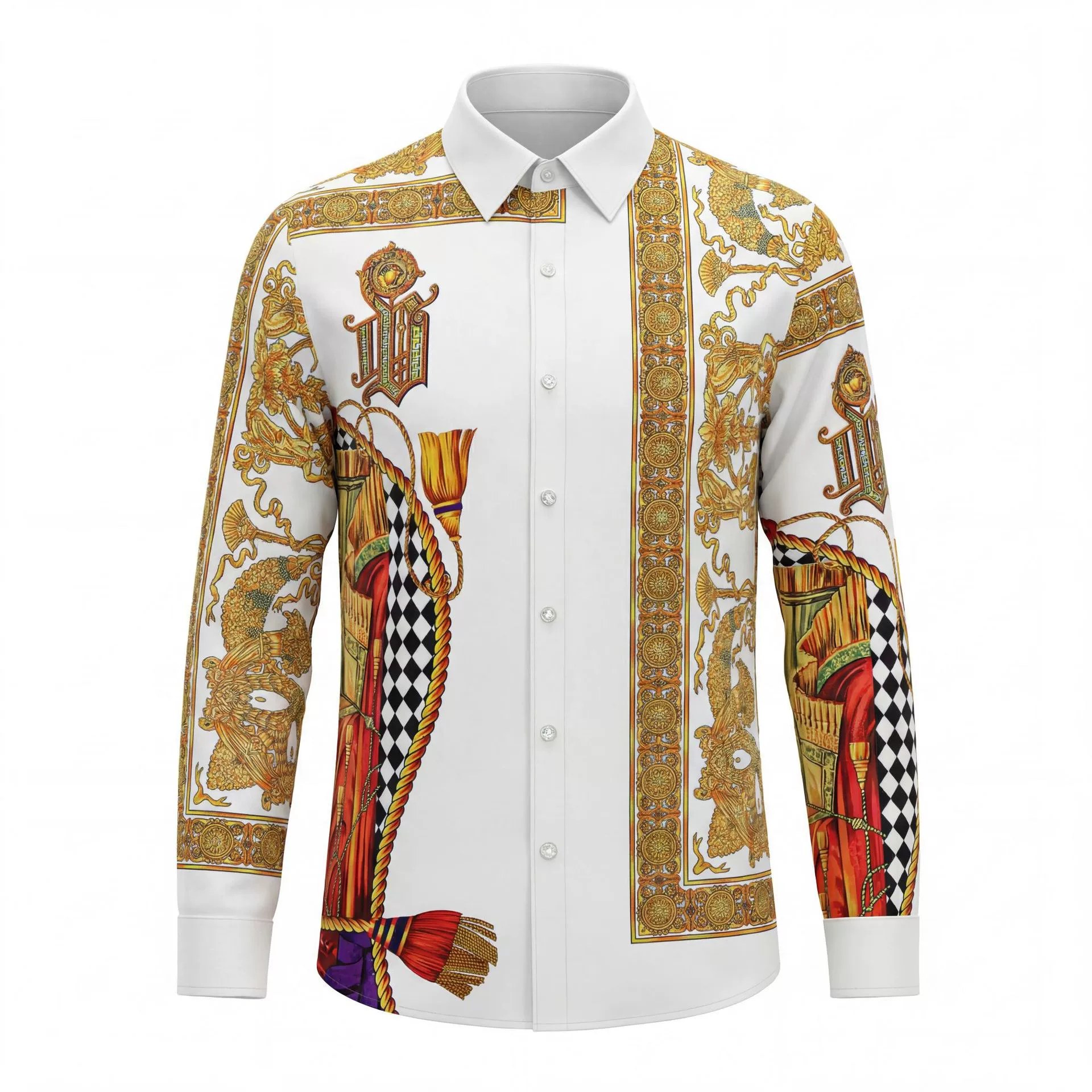 Premium European Royal Rhinestone Digital Print Shirt view 6
