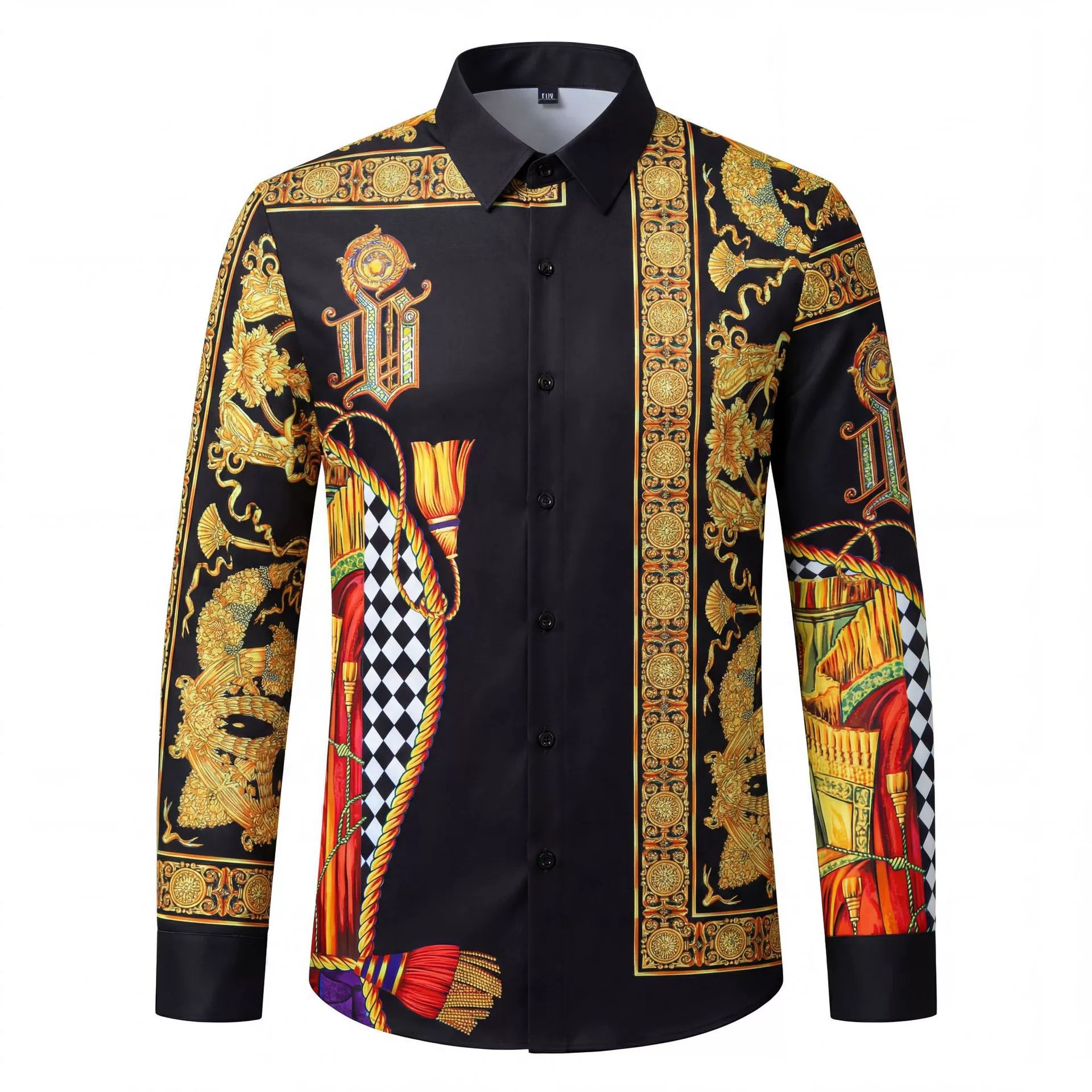Premium European Royal Rhinestone Digital Print Shirt view 7