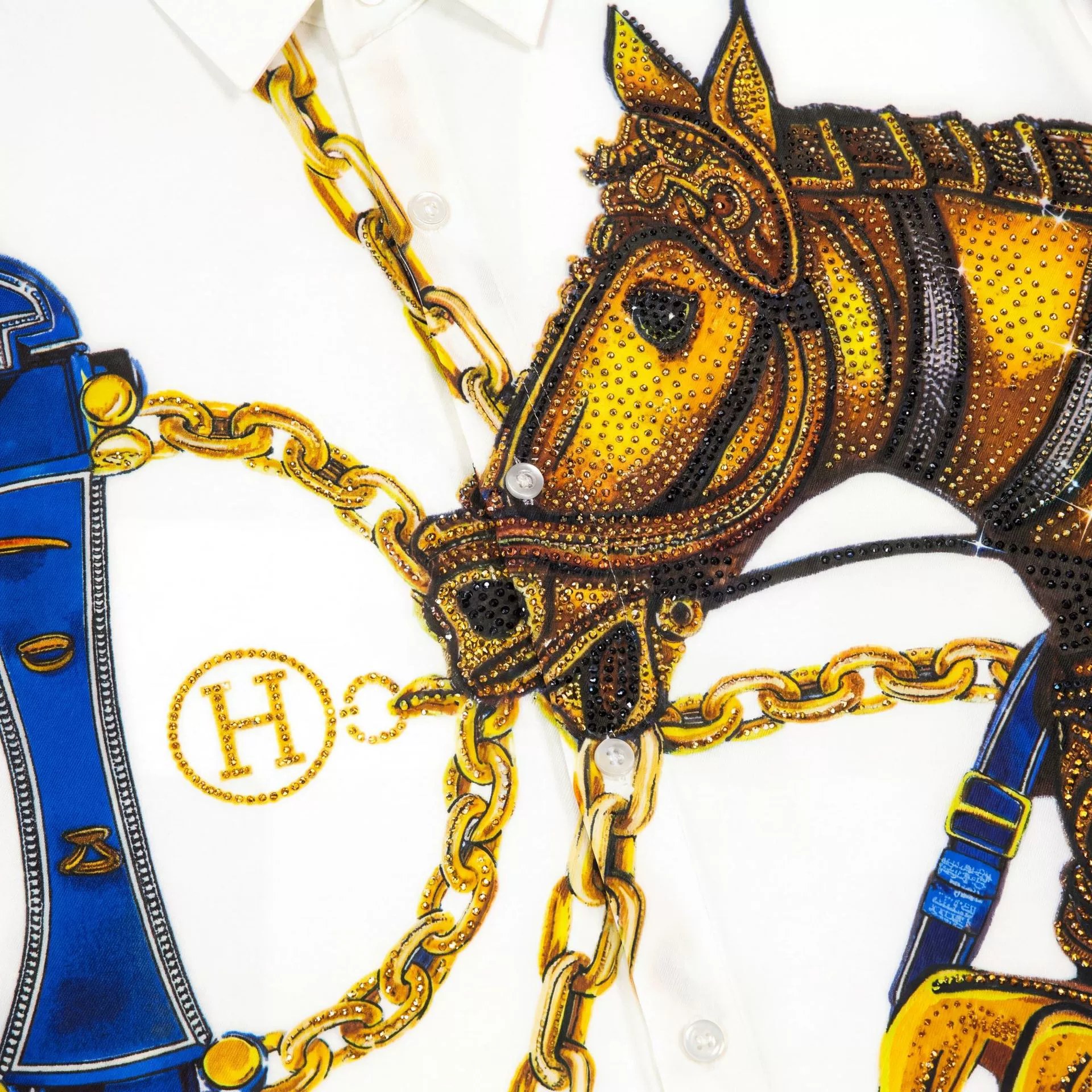 Premium Horse Rhinestone Digital Print Long Sleeve Shirt view 4