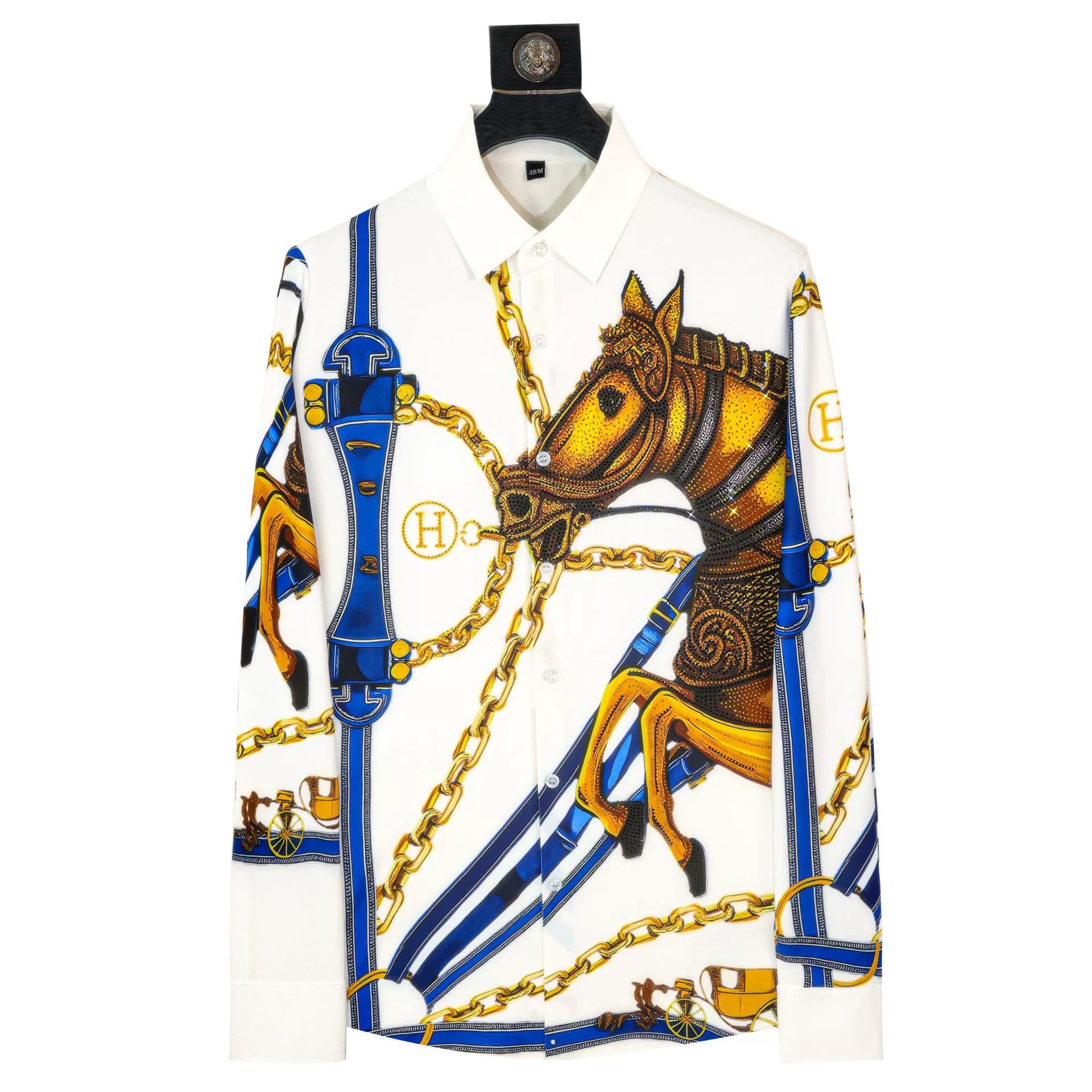 Premium Horse Rhinestone Digital Print Long Sleeve Shirt view 5