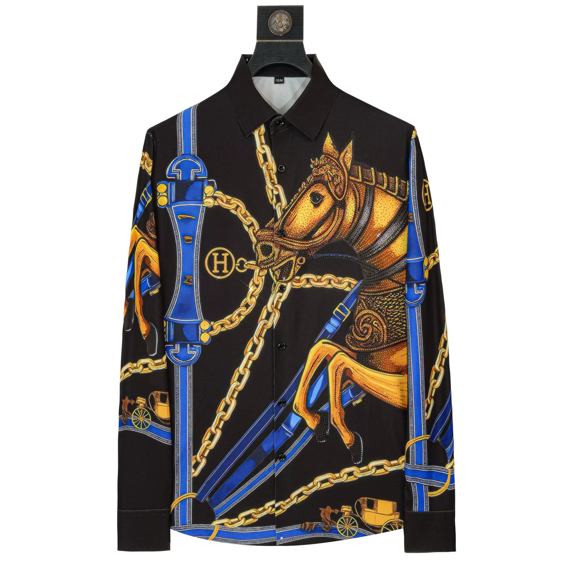 Premium Horse Rhinestone Digital Print Long Sleeve Shirt view 7