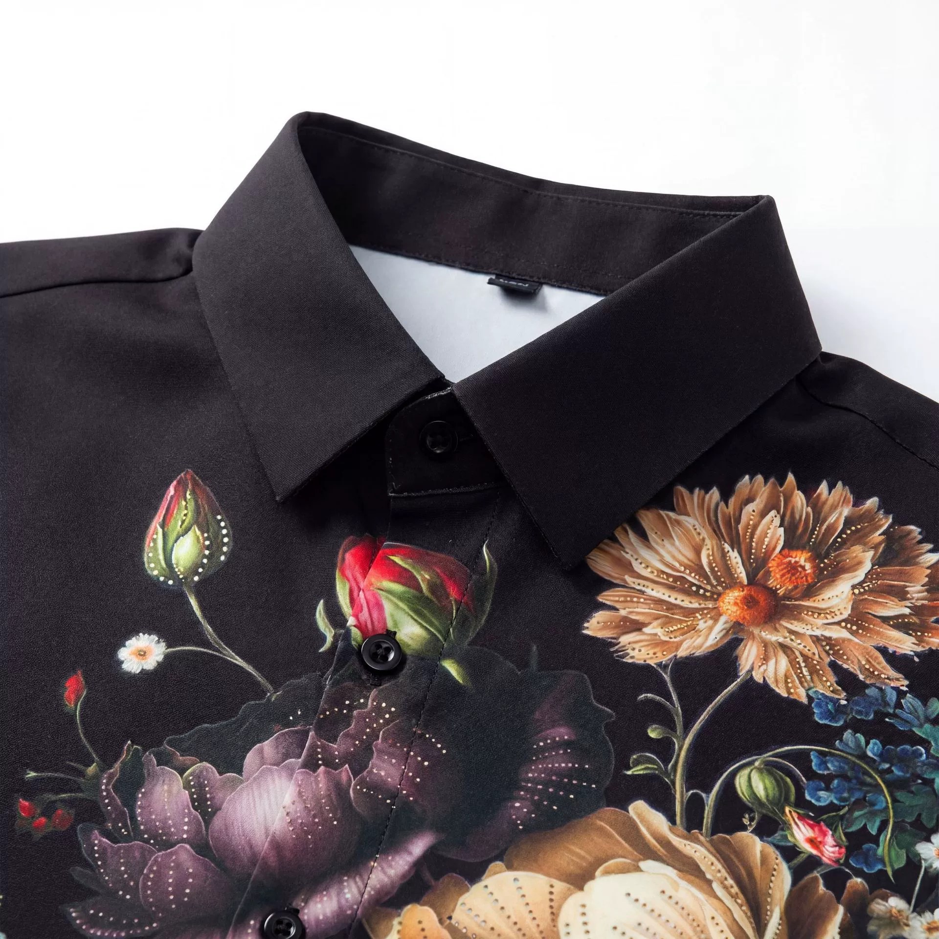 Premium Floral Peacock Rhinestone Digital Print Shirt view 3