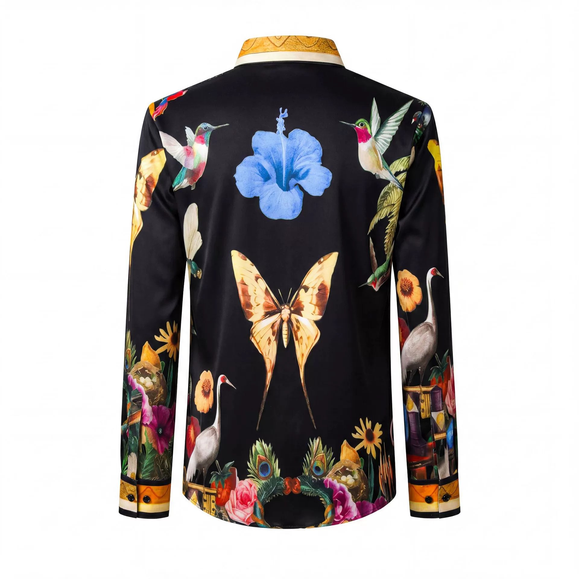 Premium Hummingbird Floral Rhinestone Digital Print Shirt view 4