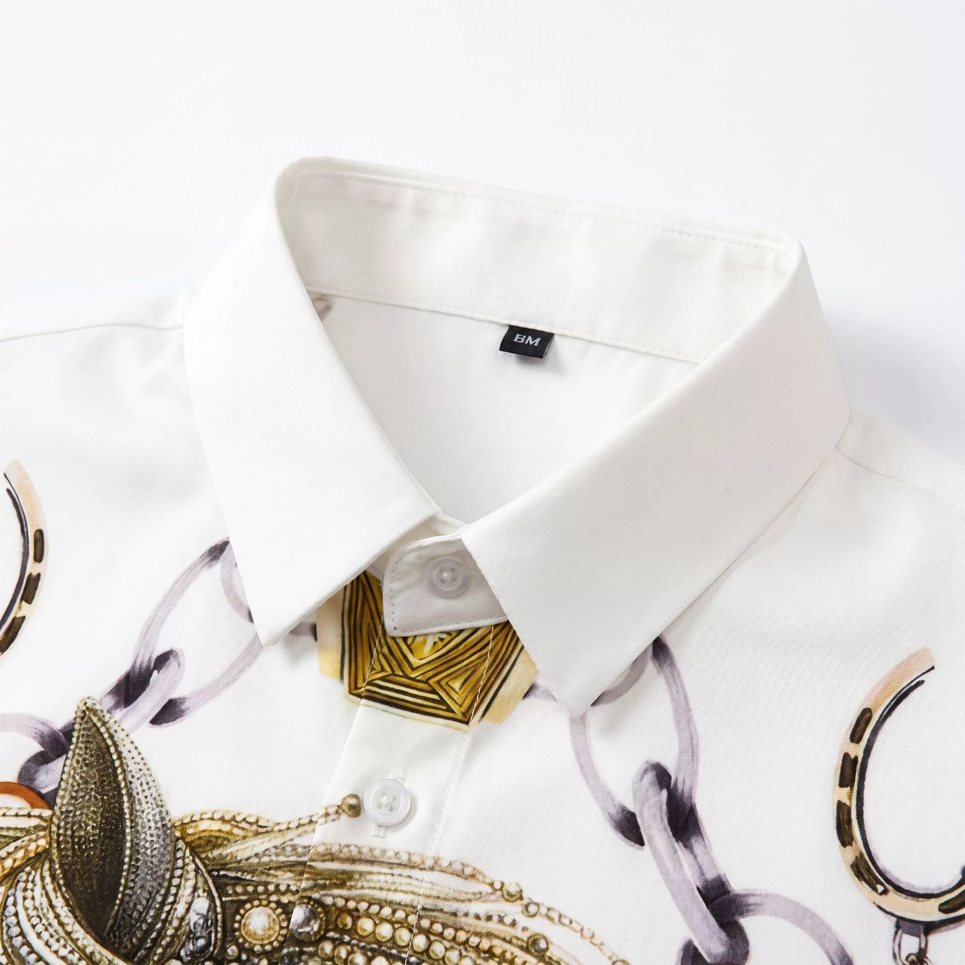 Premium Golden Horse Rhinestone Digital Print Long Sleeve Shirt view 3